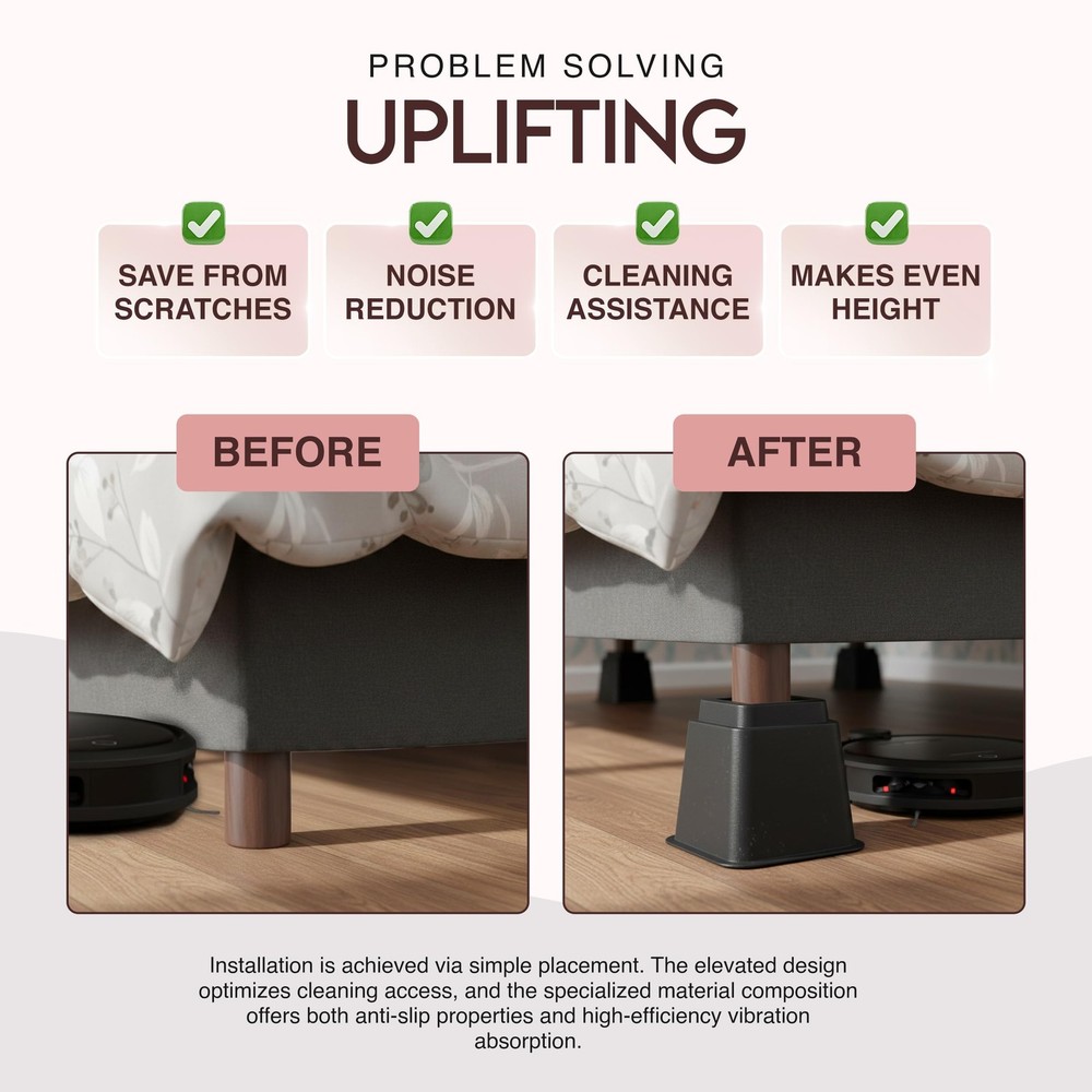 Utopia Bedding Bed Riser, 3 & 5 Inches Adjustable Large, Small, Black