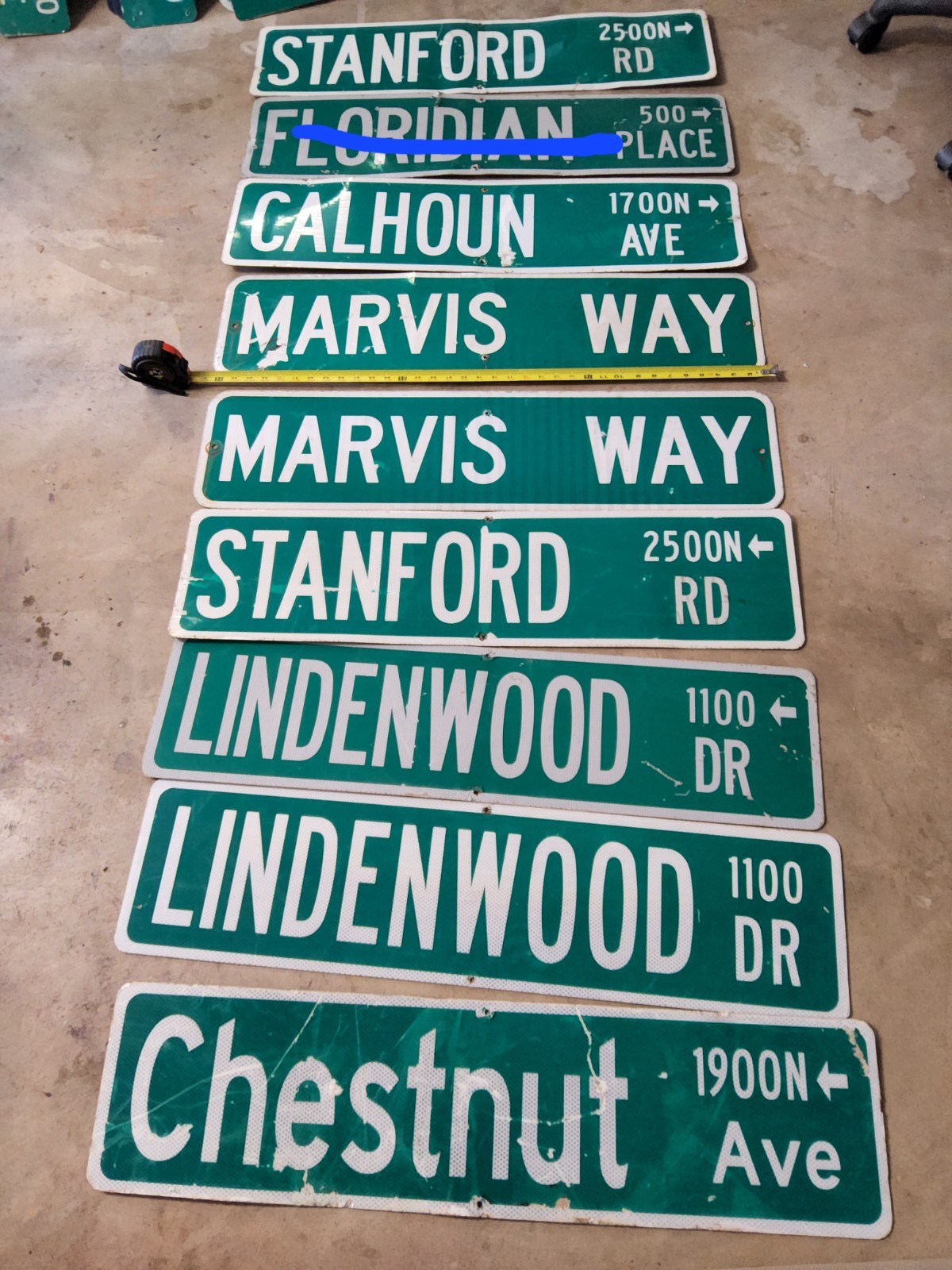 Street name signs pICK ONE. Approximately 36 inch in length
