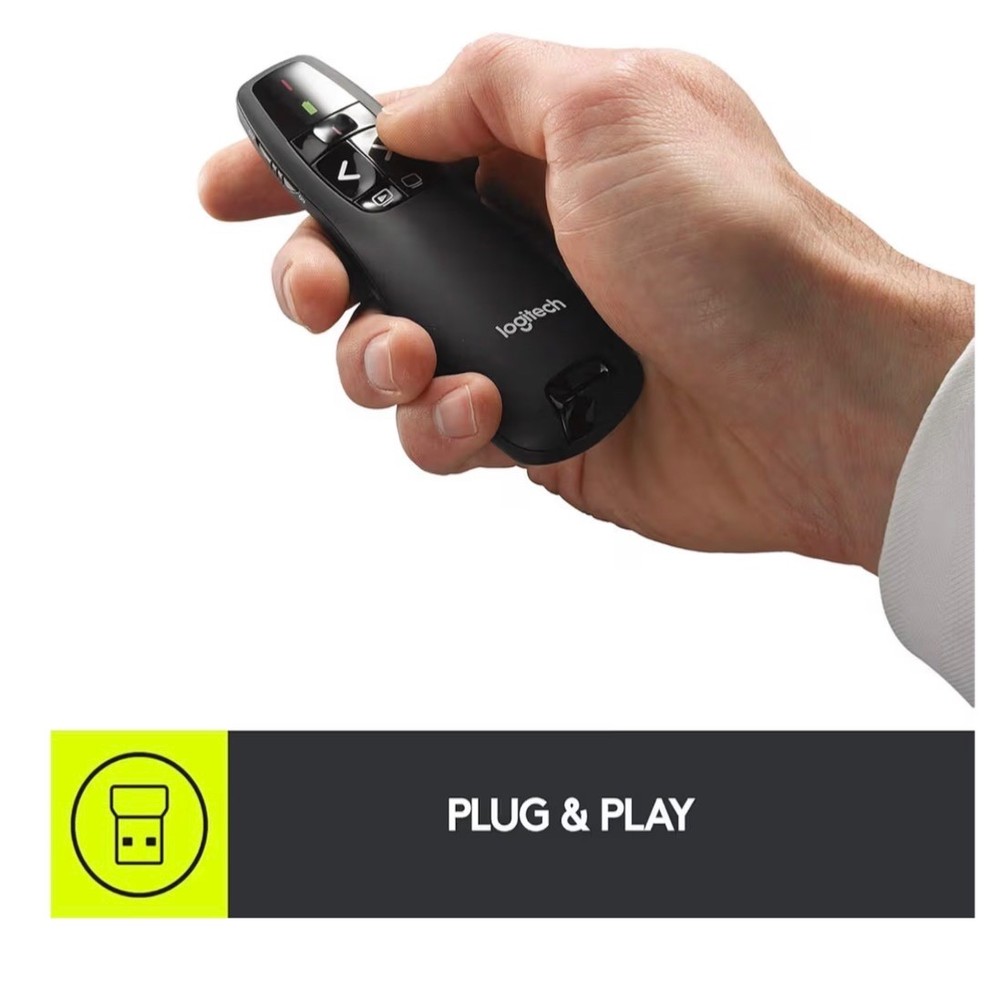 Wireless Presenter R400, USB-A Powerpoint Clicker with Laser Pointer, Wireless P