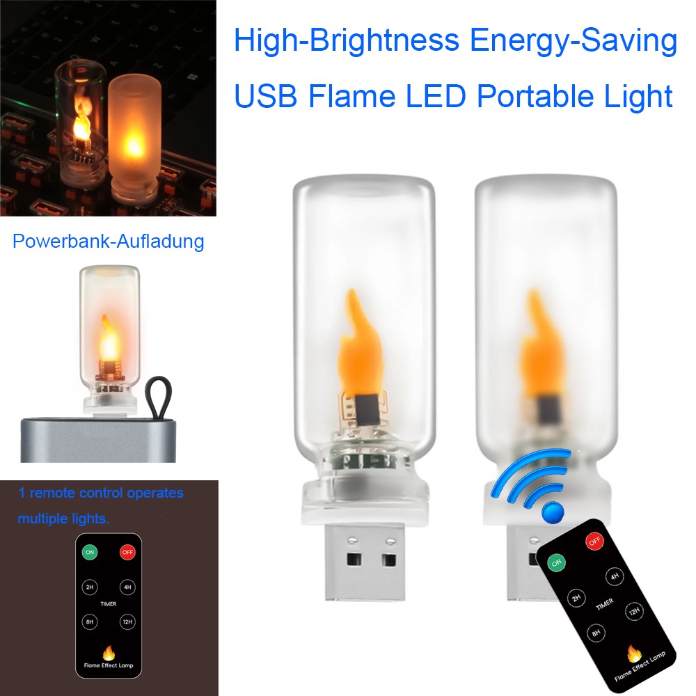 USB Night Light Read Lamp Plug in Mini USB LED Flame Effect Atmosphere Light