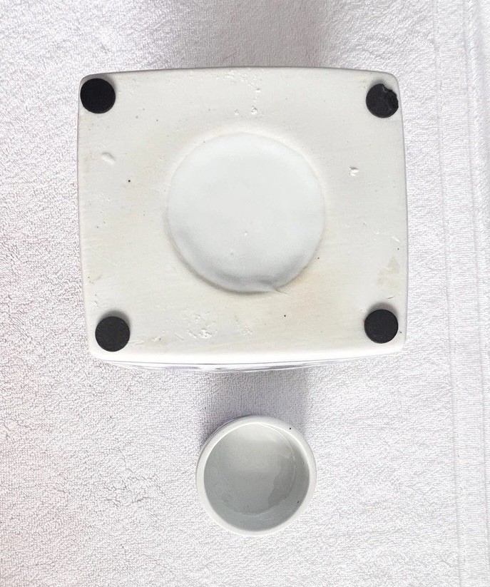 Chinoiserie Square Ginger Jar Small Blue White Floral Ceramic Lidded 4.5 x 4 x 7