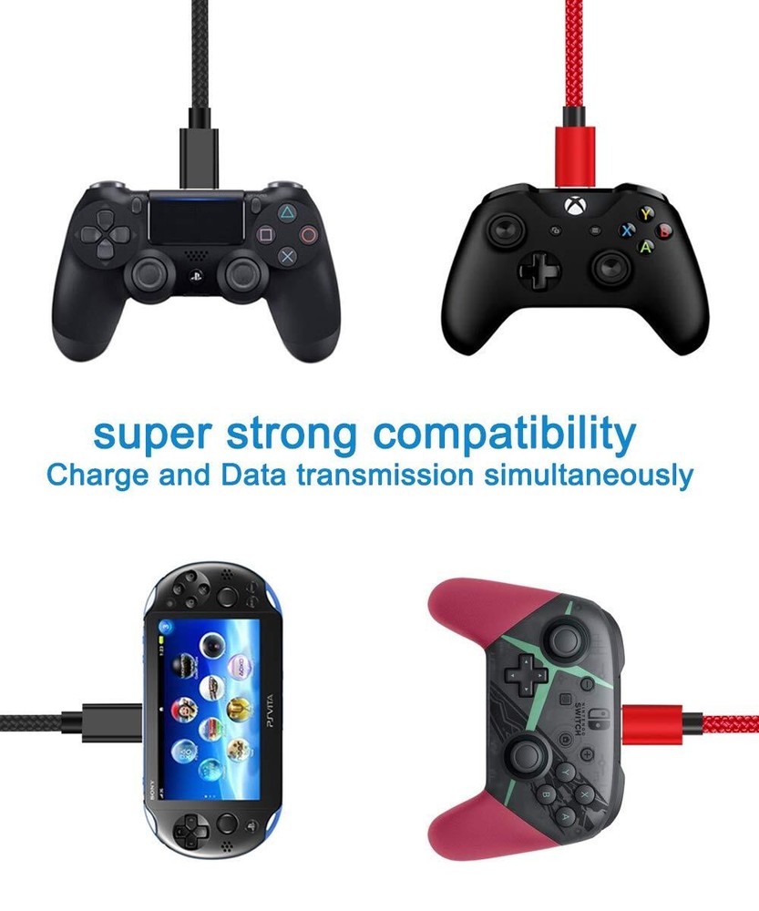 2Pcs 6Ft PS4 Controller Charger Cable for Xbox One Controller Cable,Playstation4