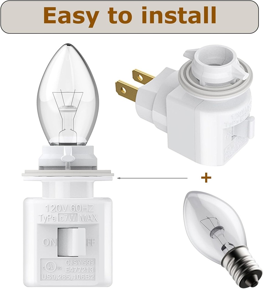 Plug in Night Light, Adjustable E12 Base Socket with On/Off Switch for Making De