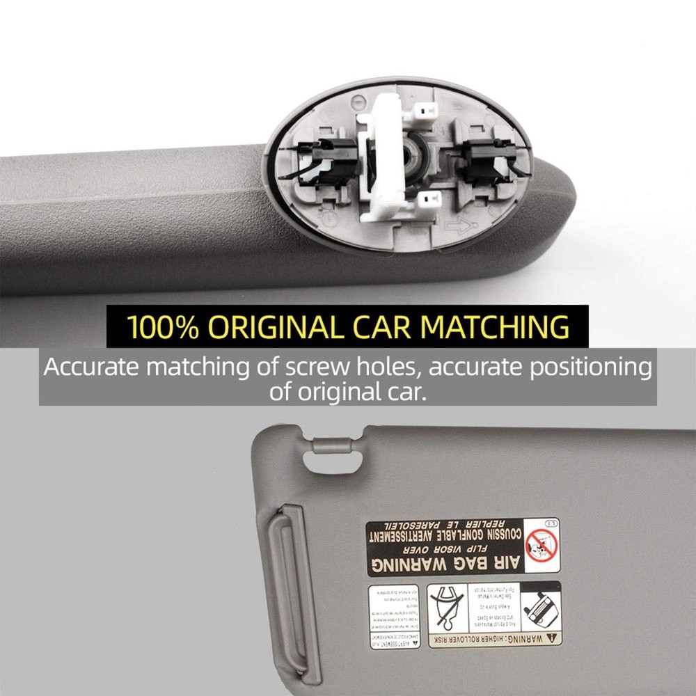 Dasbecan Front Left Driver Side Sun Visor with Vanity Light Left, gray