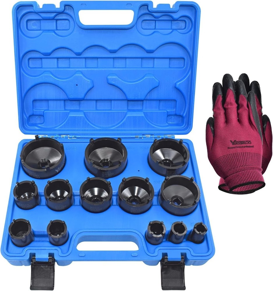 Yuesstloo 13 PCS Spindle Nuts Socket Kit Ball Joints Axle Locknut Remove Install