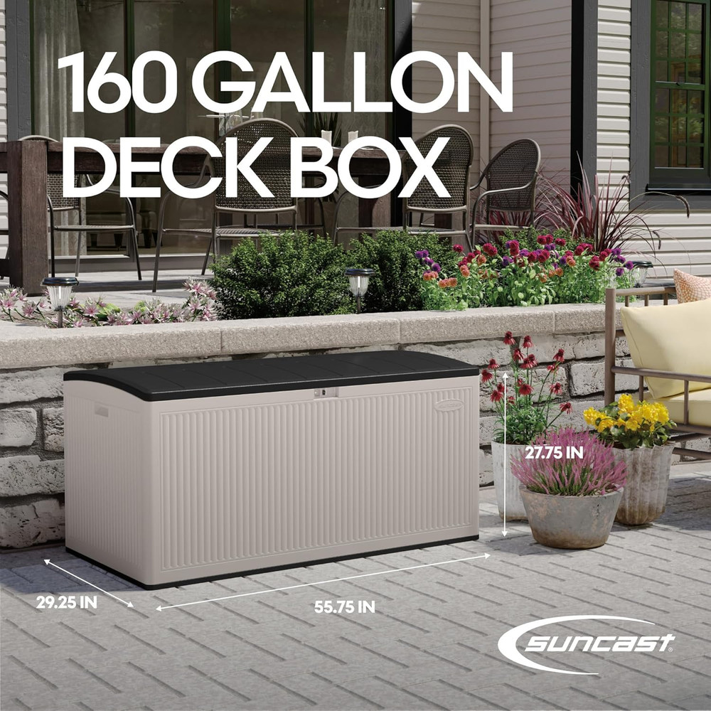 Extra Large 160 Gallon Reeded Deck Box for Outdoor Storage Solutions