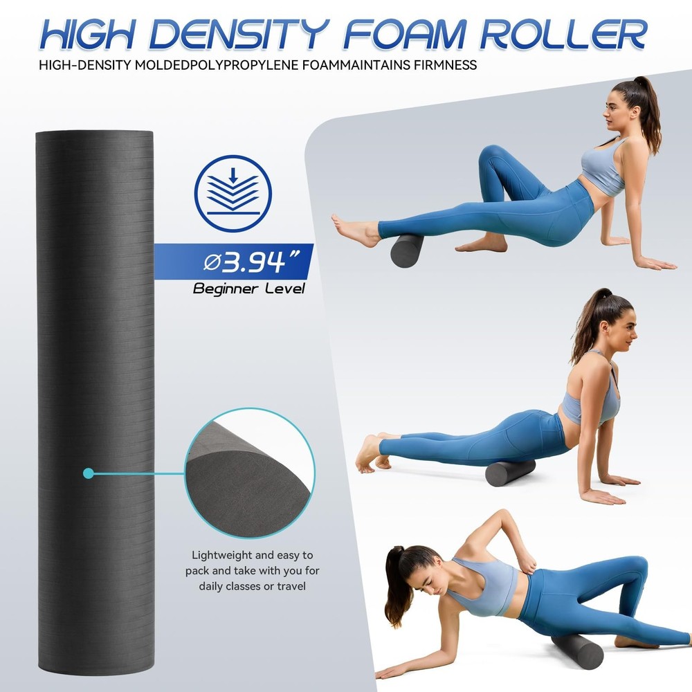 Foam Roller High Density Foam Roller Set for Deep Tissue Muscle Massage, 18" ...