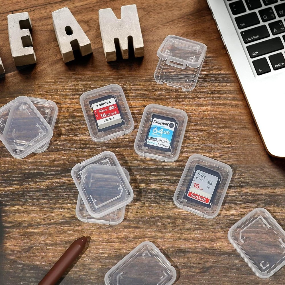 15PCS SD SDHC Memory Card Case Holder Plastic Storage Box Clear Compact Protect