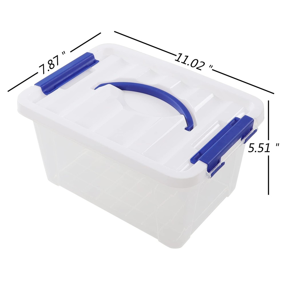 7 Quarts Small Plastic Storage Boxes, 6-pack Clear Boxes Totes with Lids