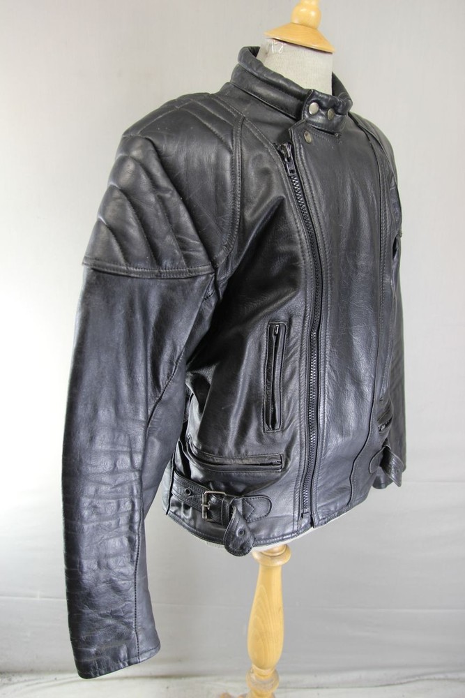 CLASSIC BLACK LEATHER BIKER JACKET 40 INCH/MEDIUM