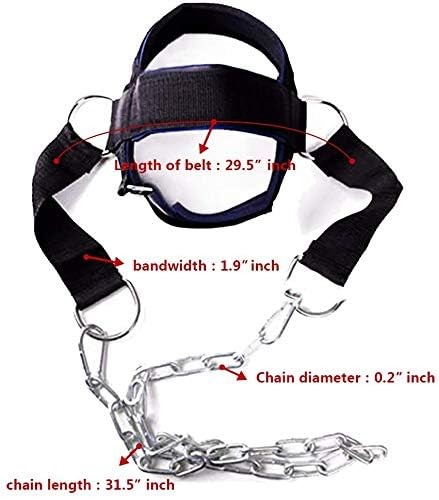 Neck Harness Trainer Weight Lifting Exercise Strap with Chain Strength Tool