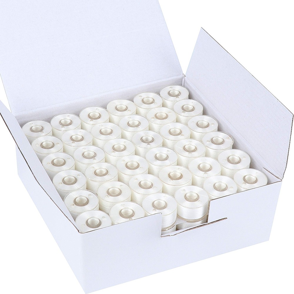 144pcs White 70D/2(60WT) Prewound Bobbin Thread Plastic Polyester