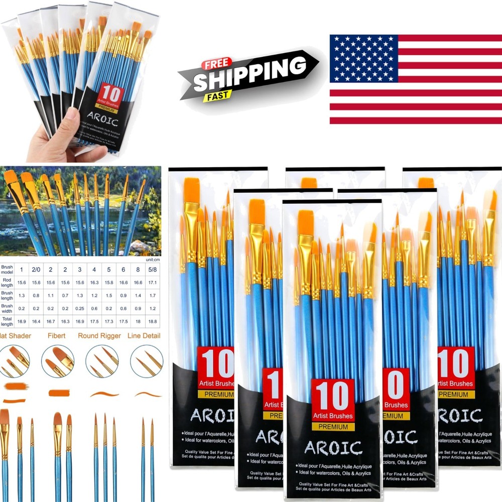 60 Pcs Multi Size Acrylic Paint Brushes for Artists Students and Beginners