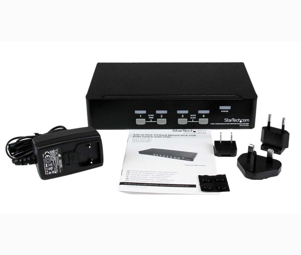 StarTech 4 Port 1U Rackmount USB KVM Switch with OSD