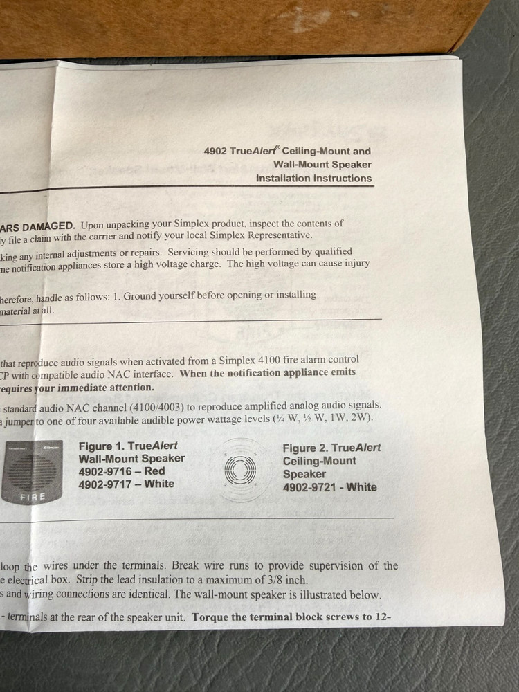 Simplex 4902-9721 Fire Alarm Speaker Ceiling White New
