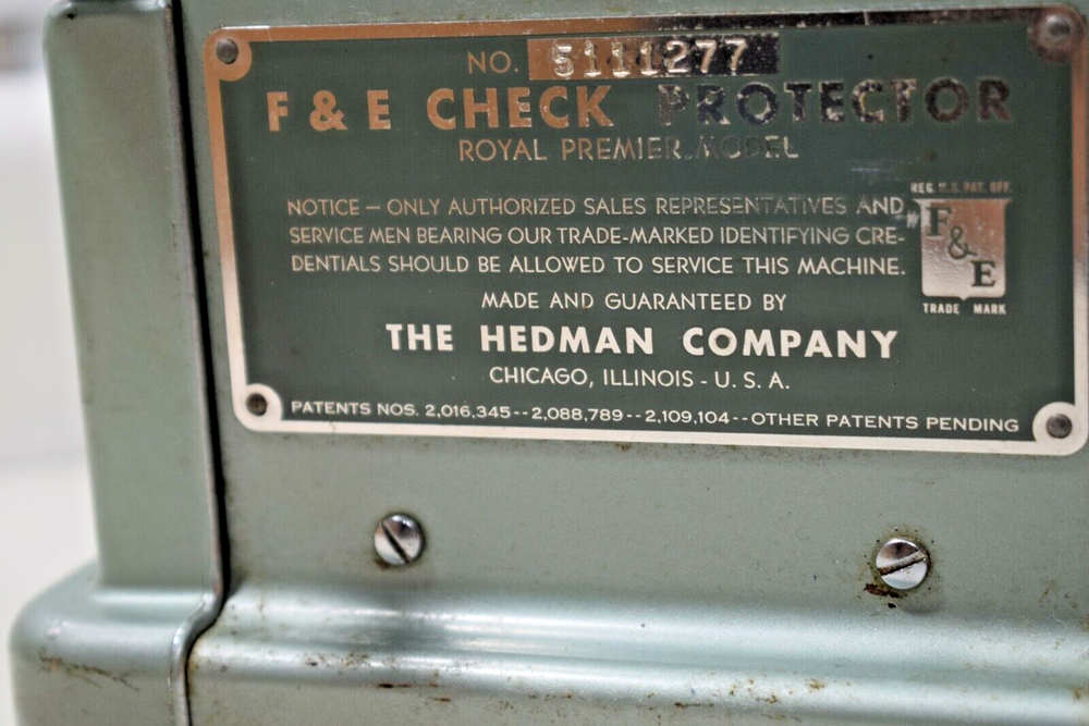 Vintage F & E Check Protector