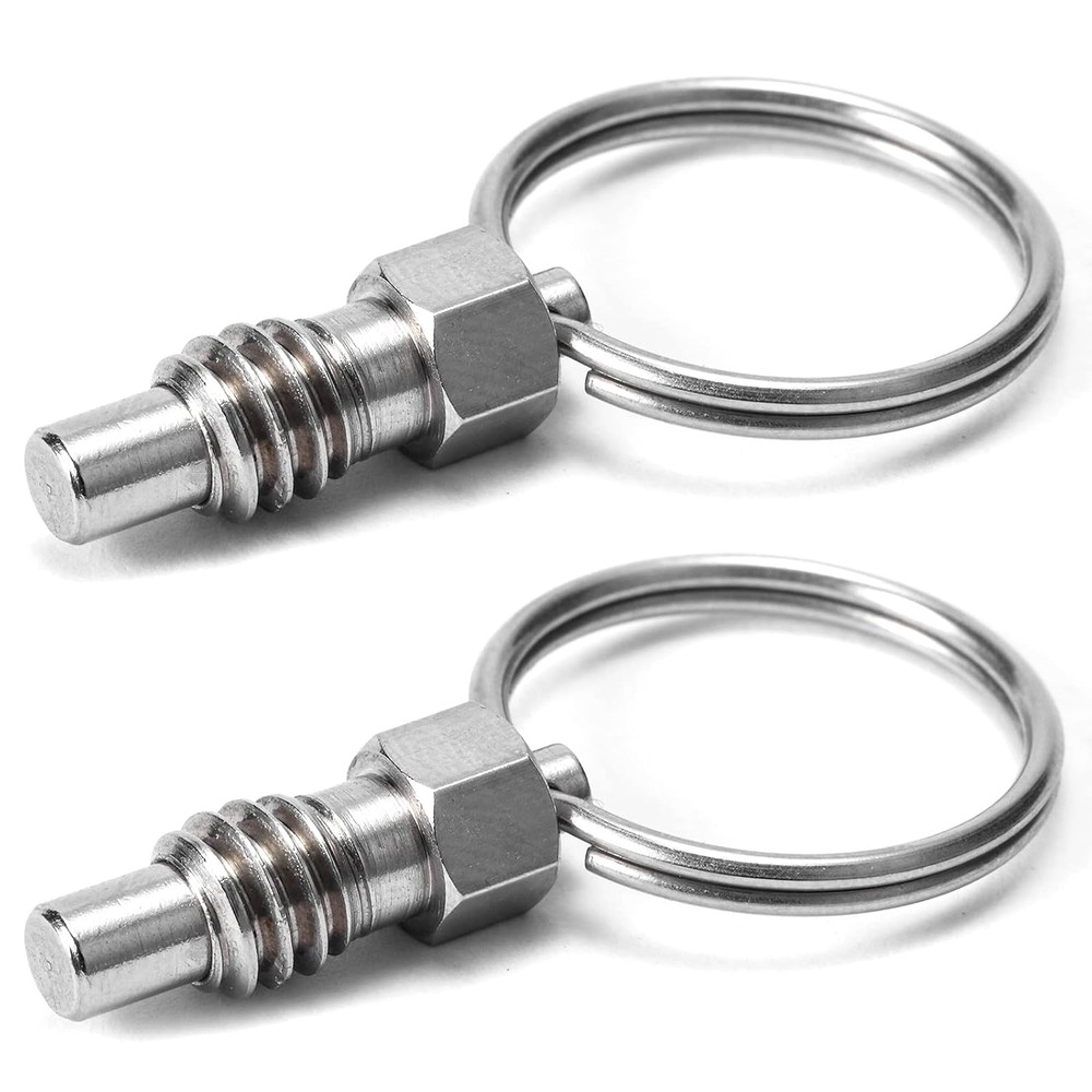 2 Packs Spring Plunger with Pull Ring, 1/4"- 20 Thread Size, 0.31" Thread Length