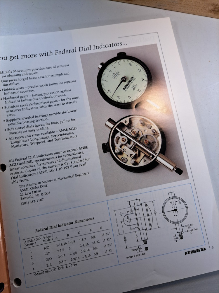 Federal Precision Dimensional Measuring Instruments Gaging Catalog 910 Color