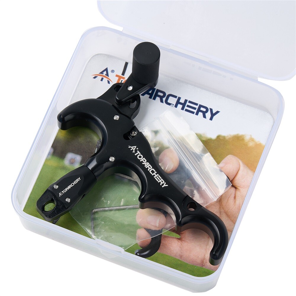 Archery Adjustable Rotate 360° Thumb Compound Bow Release Aid 4-Finger Release