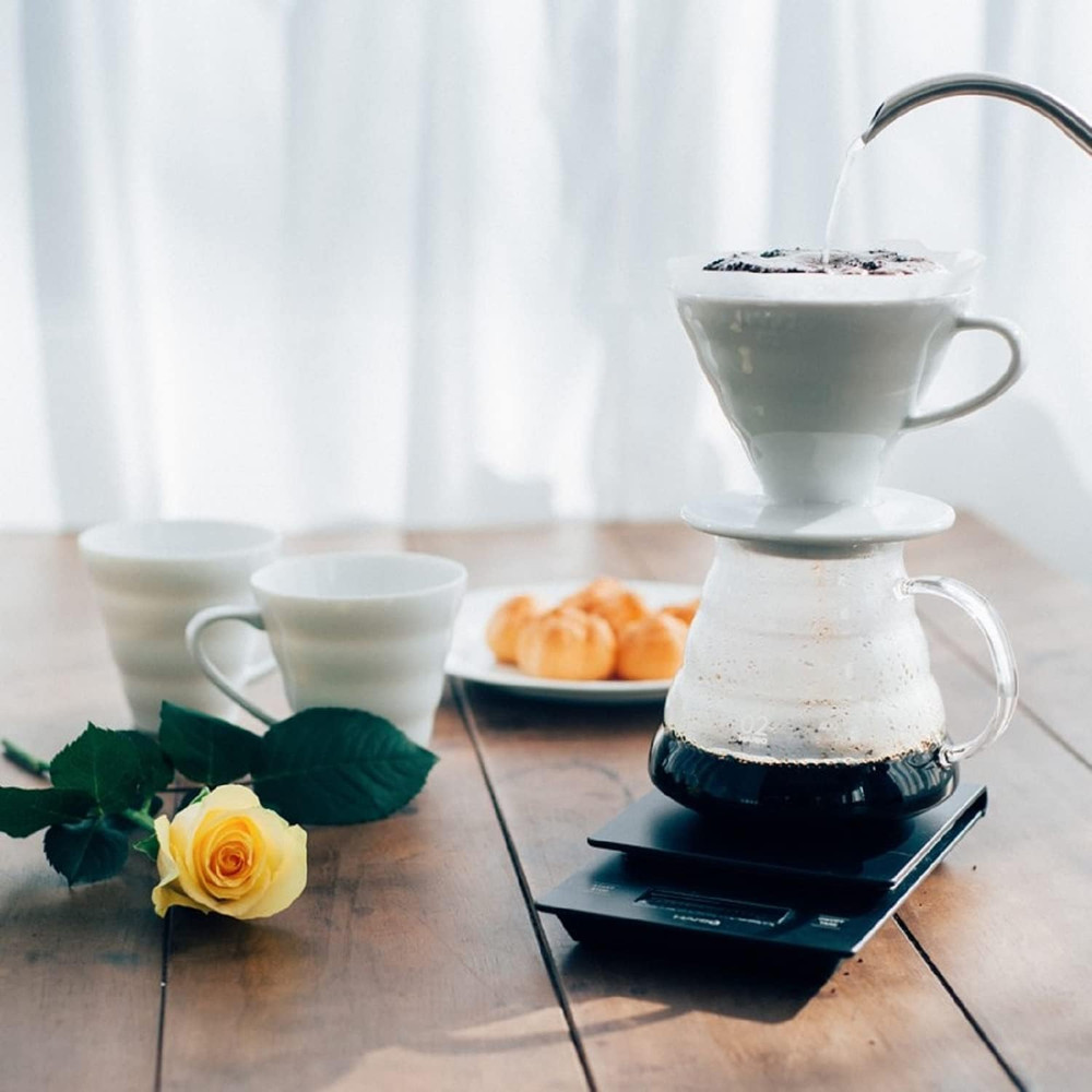 V60 Ceramic Coffee Dripper Pour over Cone Coffee Maker Size 01, White