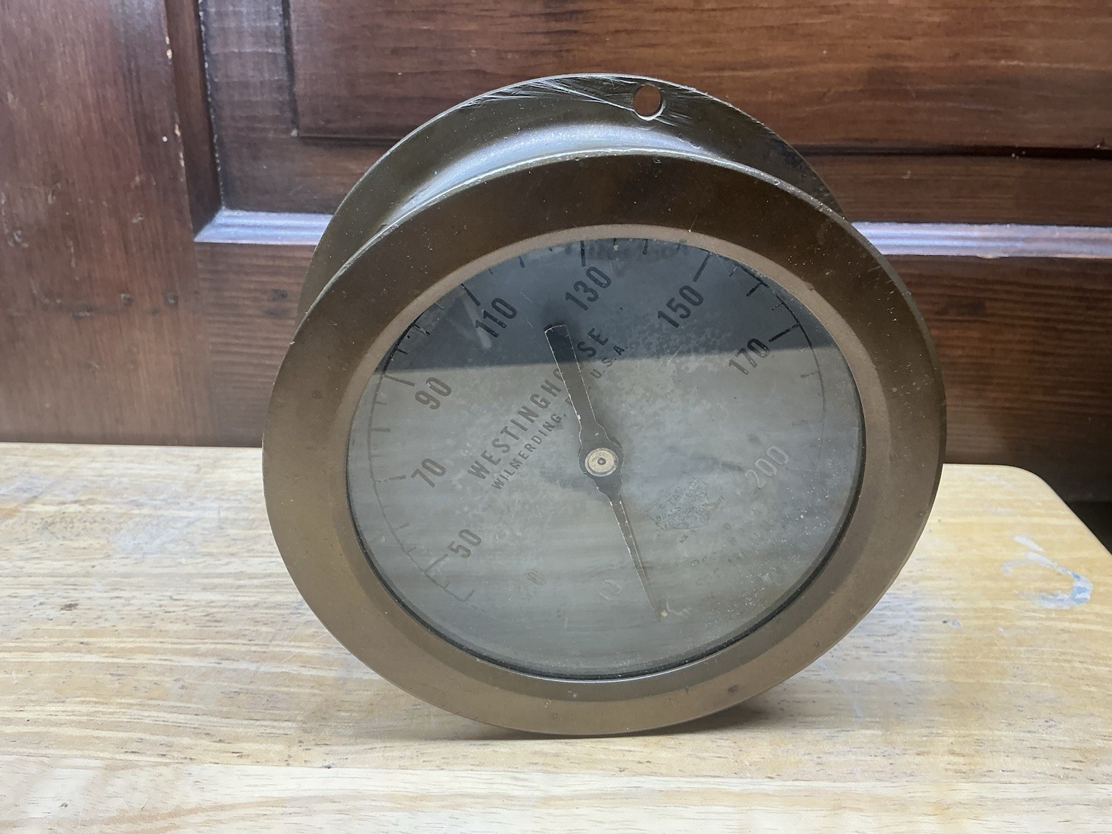 Westinghouse Steam Pressure Gauge 6” Diameter Dual Needles Solid Brass Case