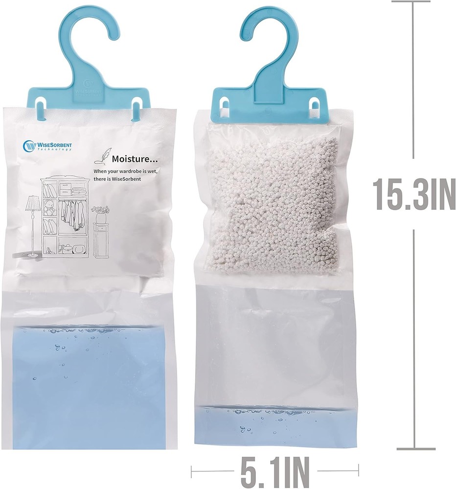 Moisture Absorber Packets with Plastic Case & Hook, Odor 4 Piece Set, Blue