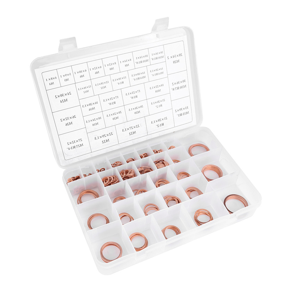 568Pcs High Quality 30 Sizes Copper Washers Flat Ring Set Kit With Plastic Box