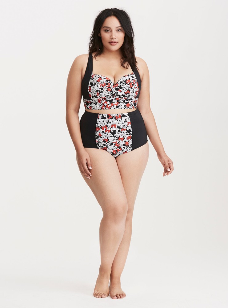 Torrid Plus Mickey Print Twist Front Bikini Top only 1/2 1X/2X
