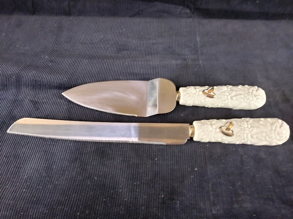 Ceramic Wedding Cake Knife &  Server  Free Engraving & Shipping