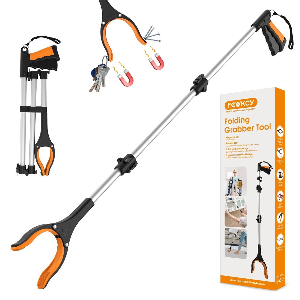 43" Extra Long Grabber Tool Foldable Grabbers for Elderly Grab It Reaching To...