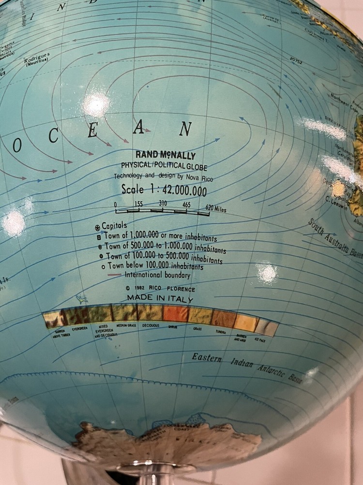1982 Rico Florence Rand McNally Light-up World Globe Tested Working
