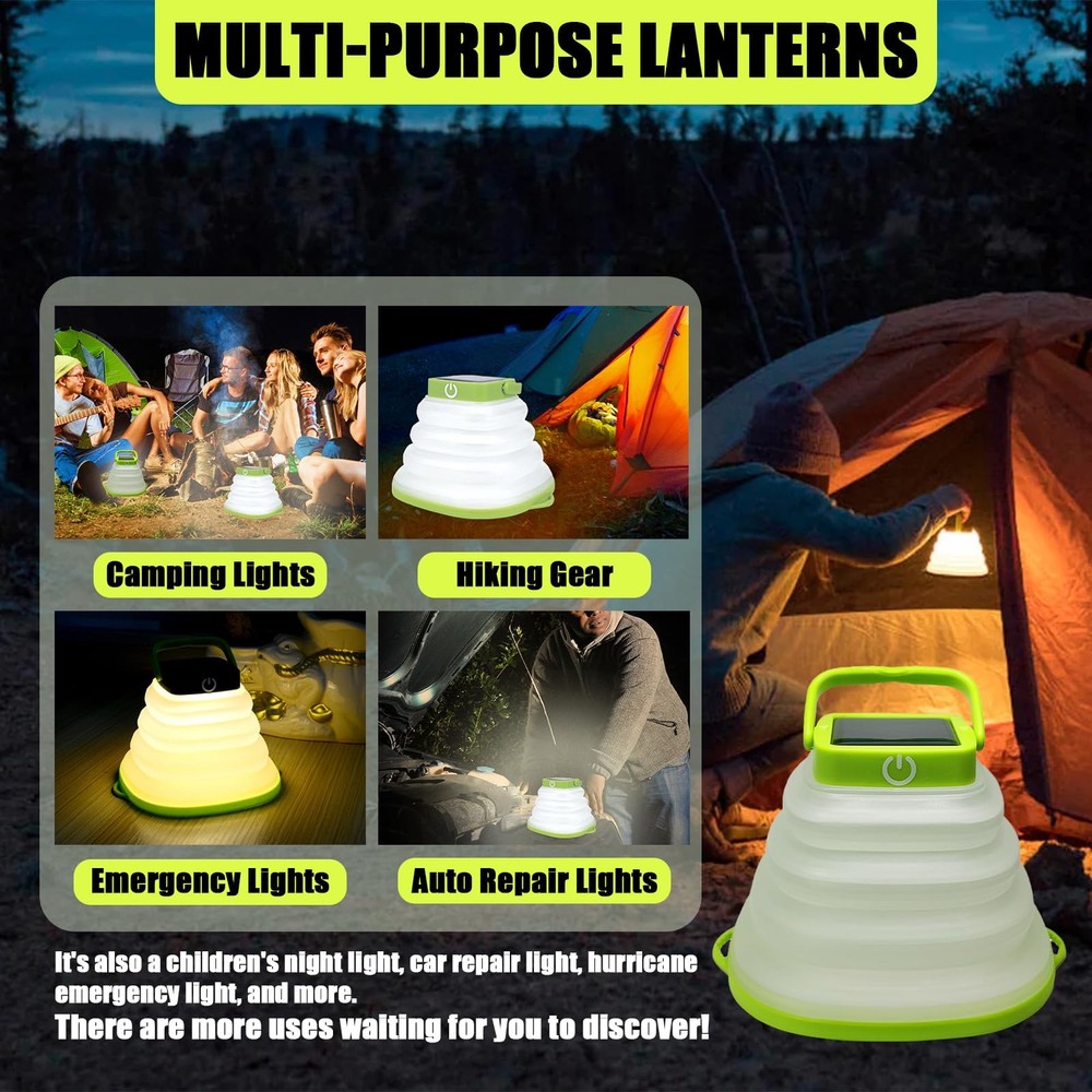 Solar Camping Lanterns-Collapsible Camping Essentials,IP65 Solar Lights Outdo...