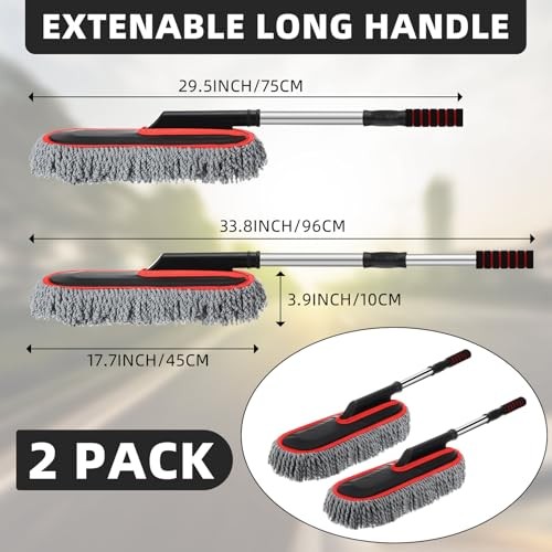 Pack Microfiber Car Duster Exterior Scratch Free with 2 Red Edge Gray