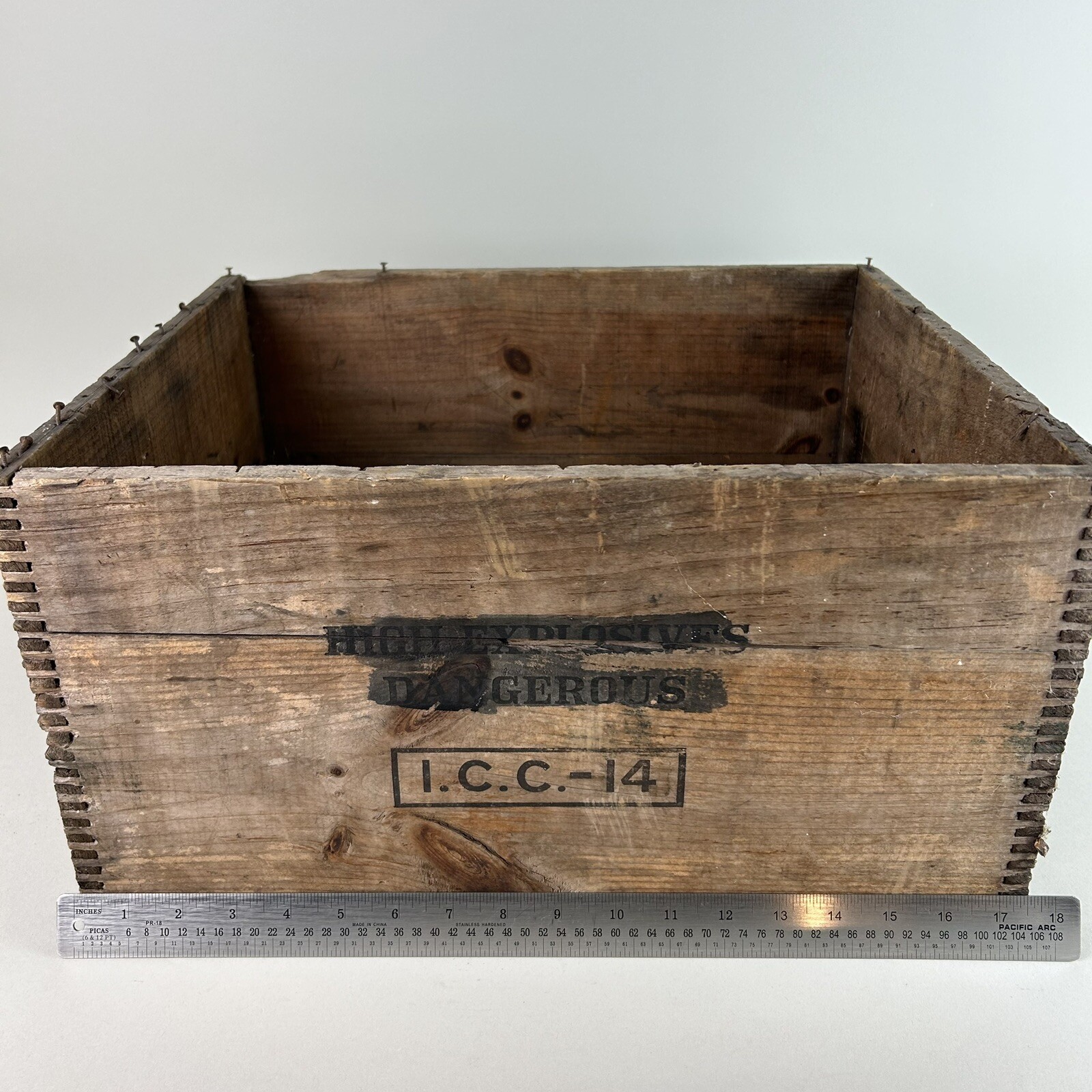Antique 25lb Explosive Dynamite Dovetail Wood Crate ICC 14 National Eldred PA
