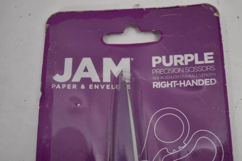 JAM Purple Precision Scissors Right Handed 8" L Multi Purpose Tool Stainless