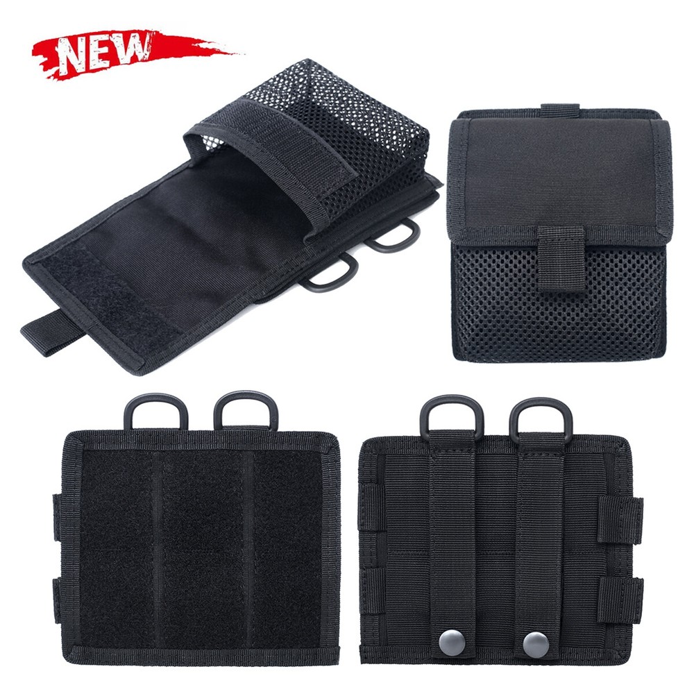 Tactical Hook & Loop Molle Patch Converter Adapter with Kit Bag Utility Pouch