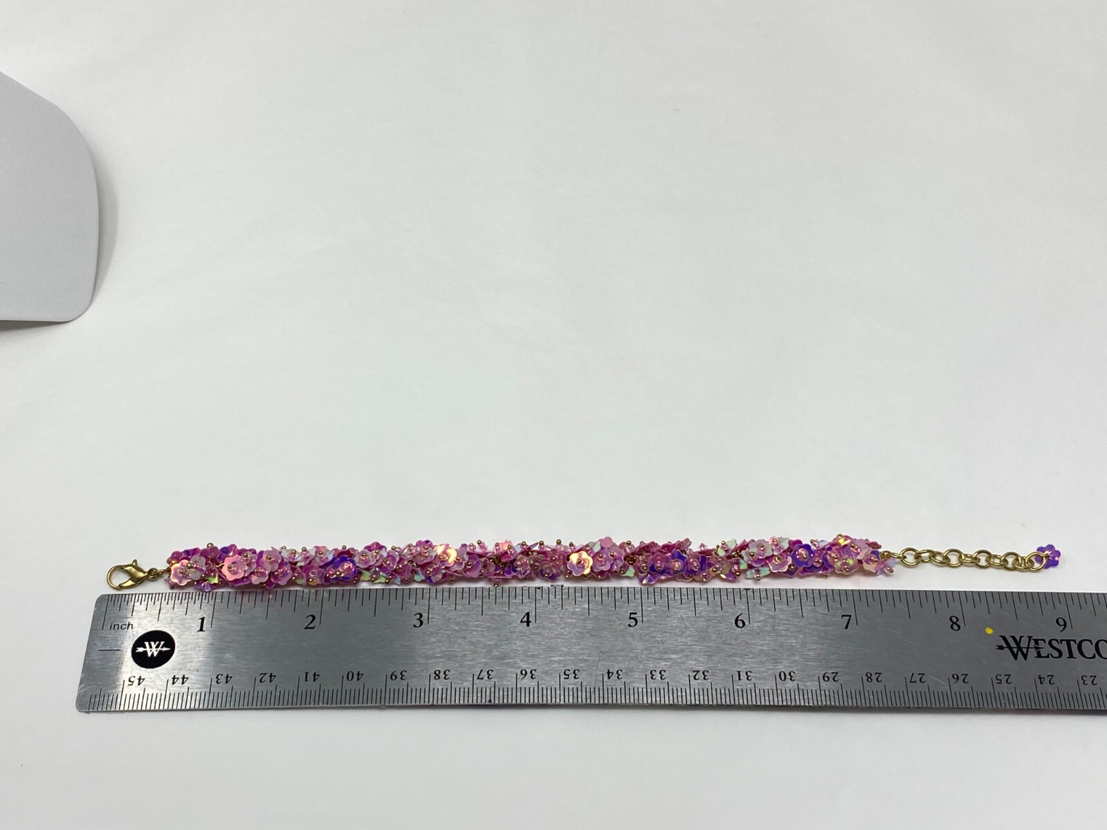 Handmade Pink Purple Iridescent Flower Sequin Bead Bracelet