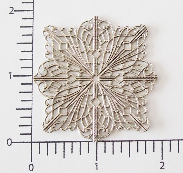 23484         Matte Silver Oxidized Square Filigree Jewelry Finding
