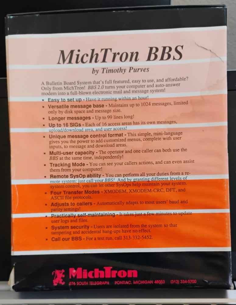 MichTron BBS; Atari ST ; Diskette; Complete in Box; Water damage