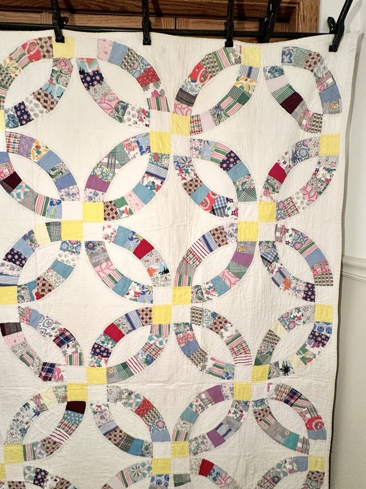 Handmade Patchwork Cotton Wedding Ring Quilt