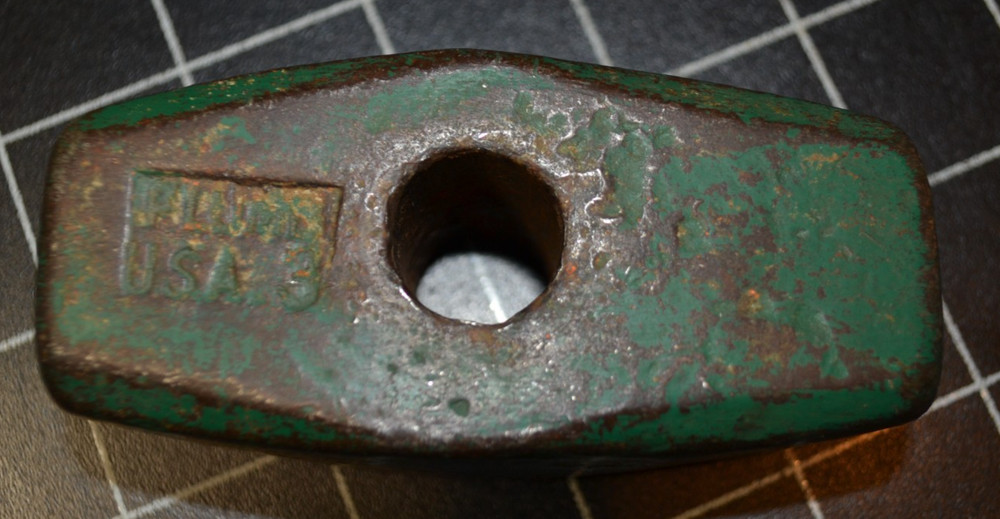 PLUMB -3# - DRILLING SLEDGE HAMMER HEAD  -  BLACKSMITH - VG CONDITION