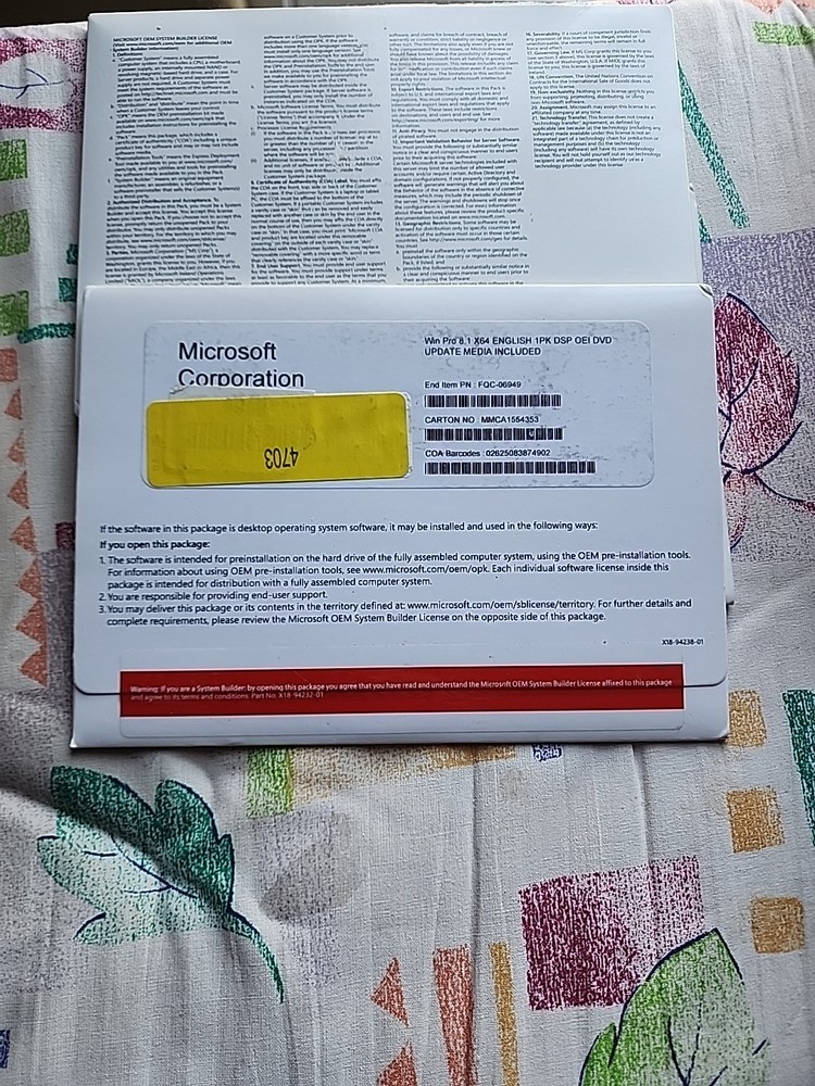 Microsoft Windows 8.1 64 Bit Update Media Included