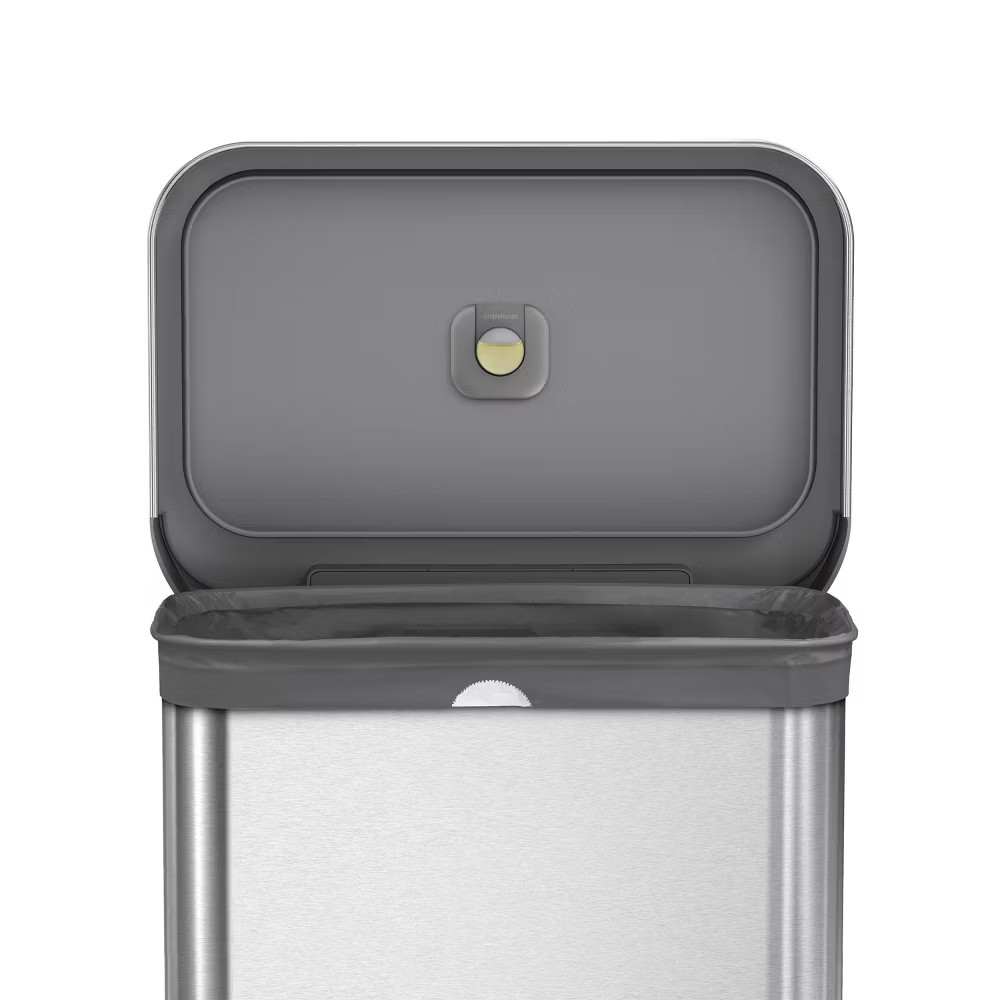 simplehuman Dual-Compartment Trash Can Gray 58L Kitchen Step Bin