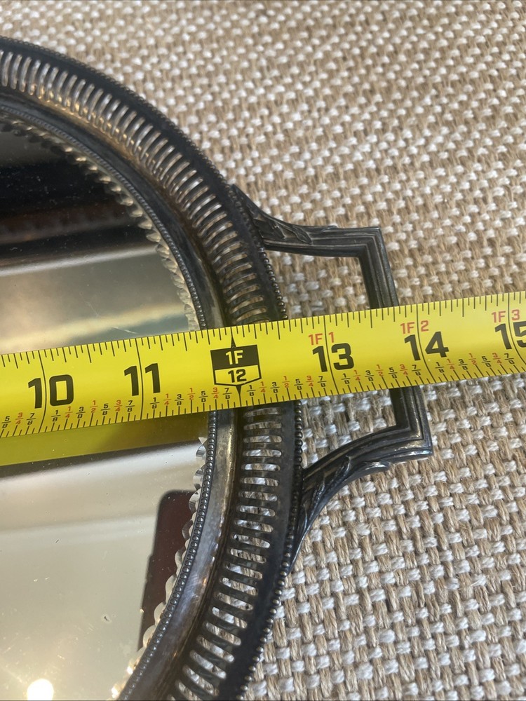 Antique Pairpoint Mfg Co Quad Plate Beveled Mirror Serving Perfume Tray Handles