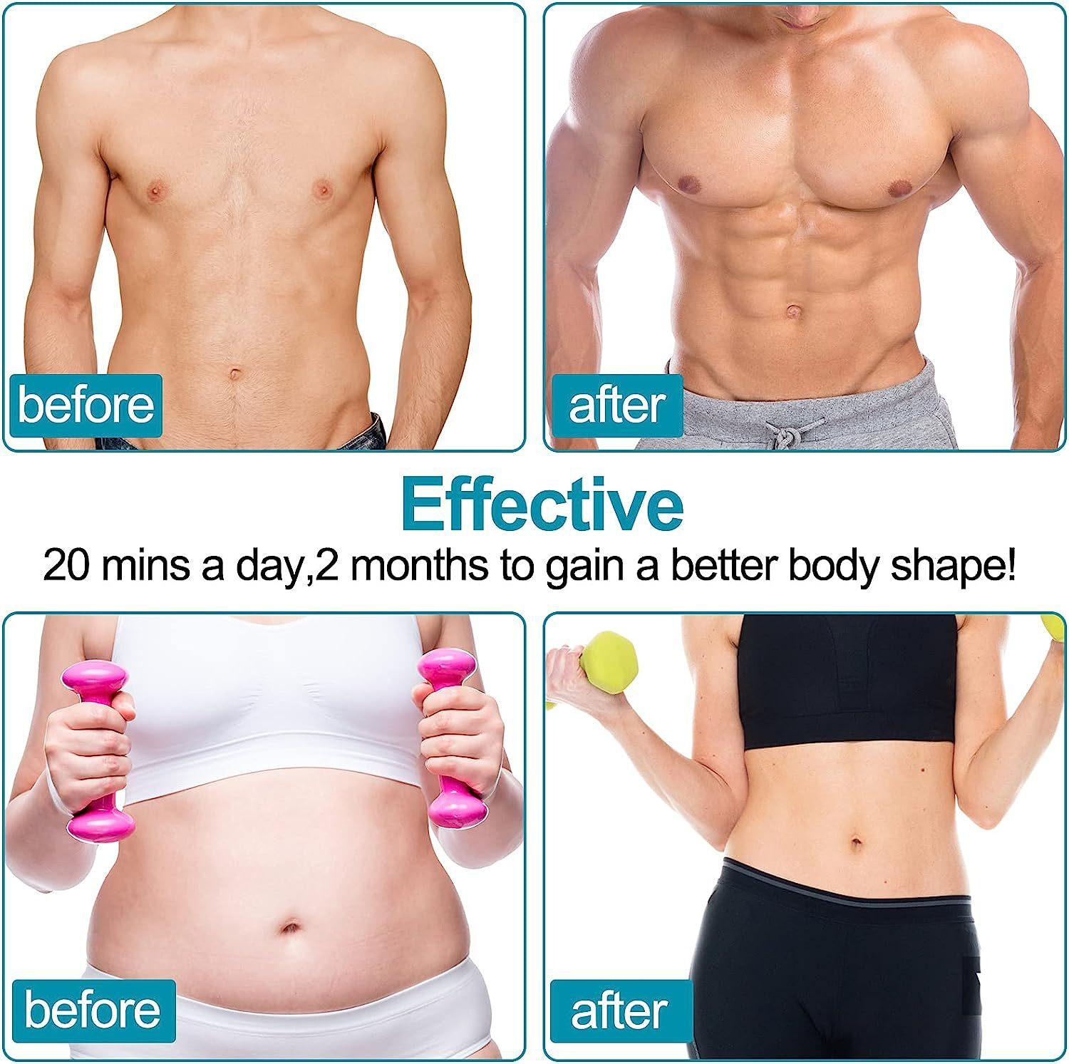 Rechargeable EMS Abdominal Muscle Toning Belt Trainer ABS Stimulator Toner Belt