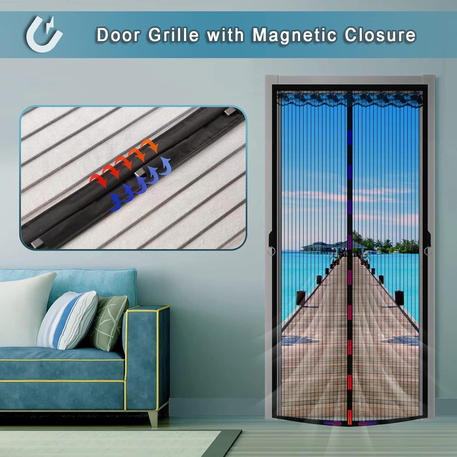 Garage Door Magnetic Screen Door Mesh Curtain Heavy Duty Block Mosquito 92"x74"