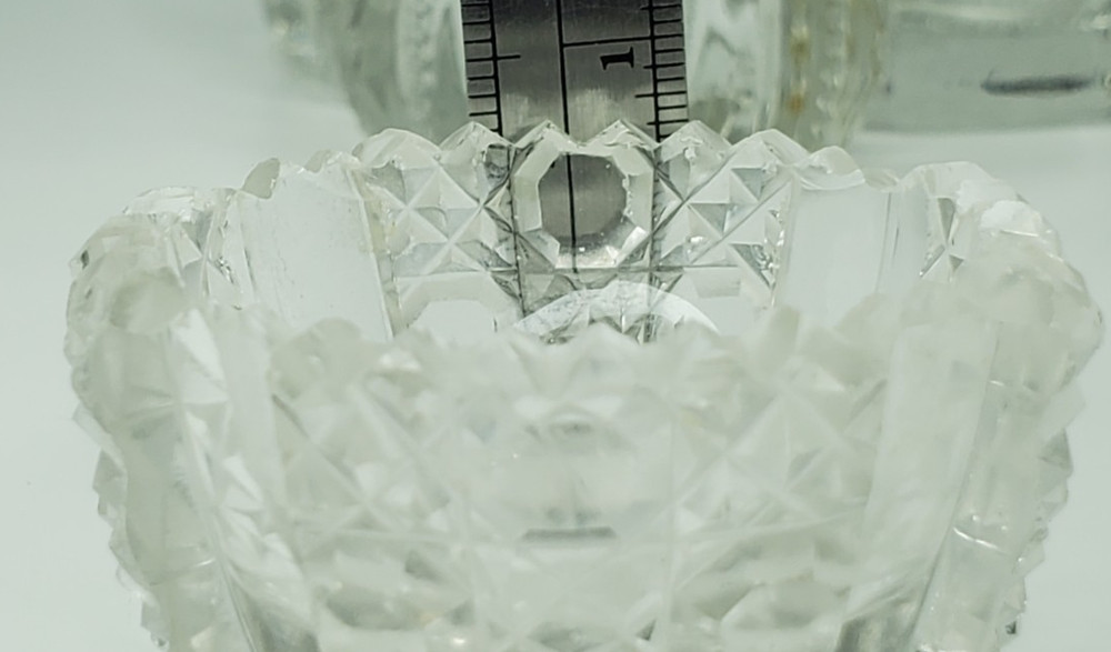 5 Salt Cellars Patterns Clear Side EAPG Zipper Side Cut Design, Small Glass