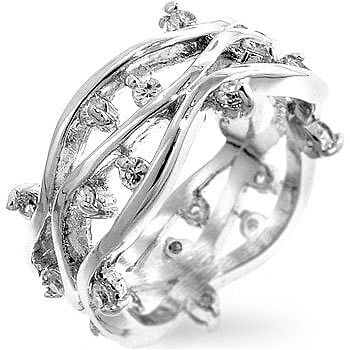 Rhodium Plated Zircon Vines Ring