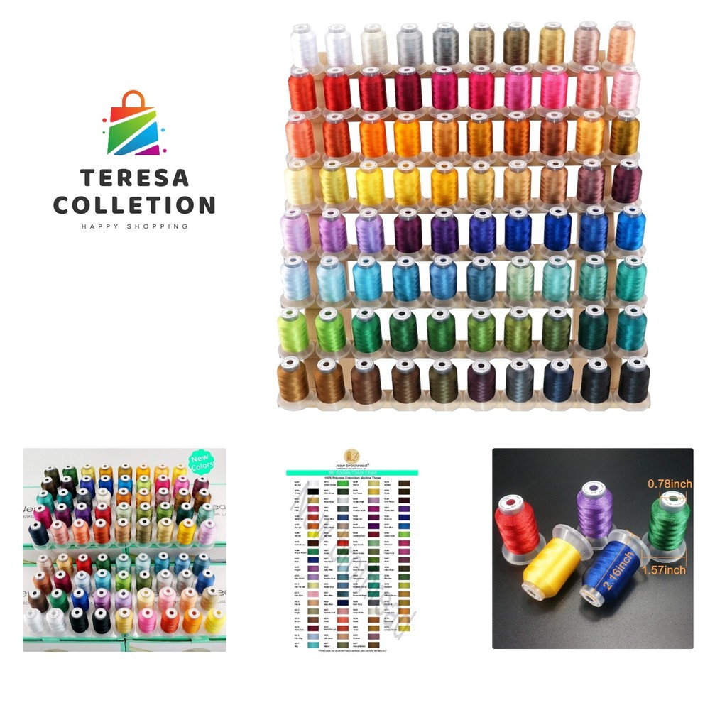 80 Spools Polyester Embroidery Machine Thread Kit 500M 550Y Each Spool - Colo...
