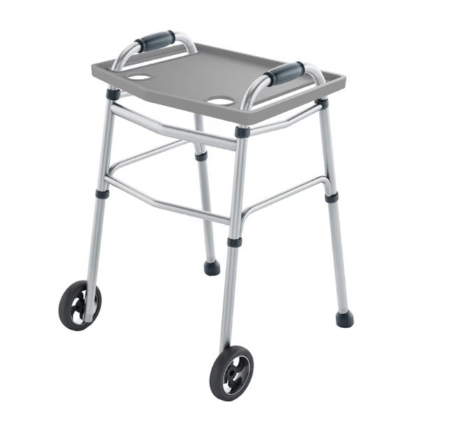 Tray Table with 2 Cup Holders for Standard Folding Walkers - Gray